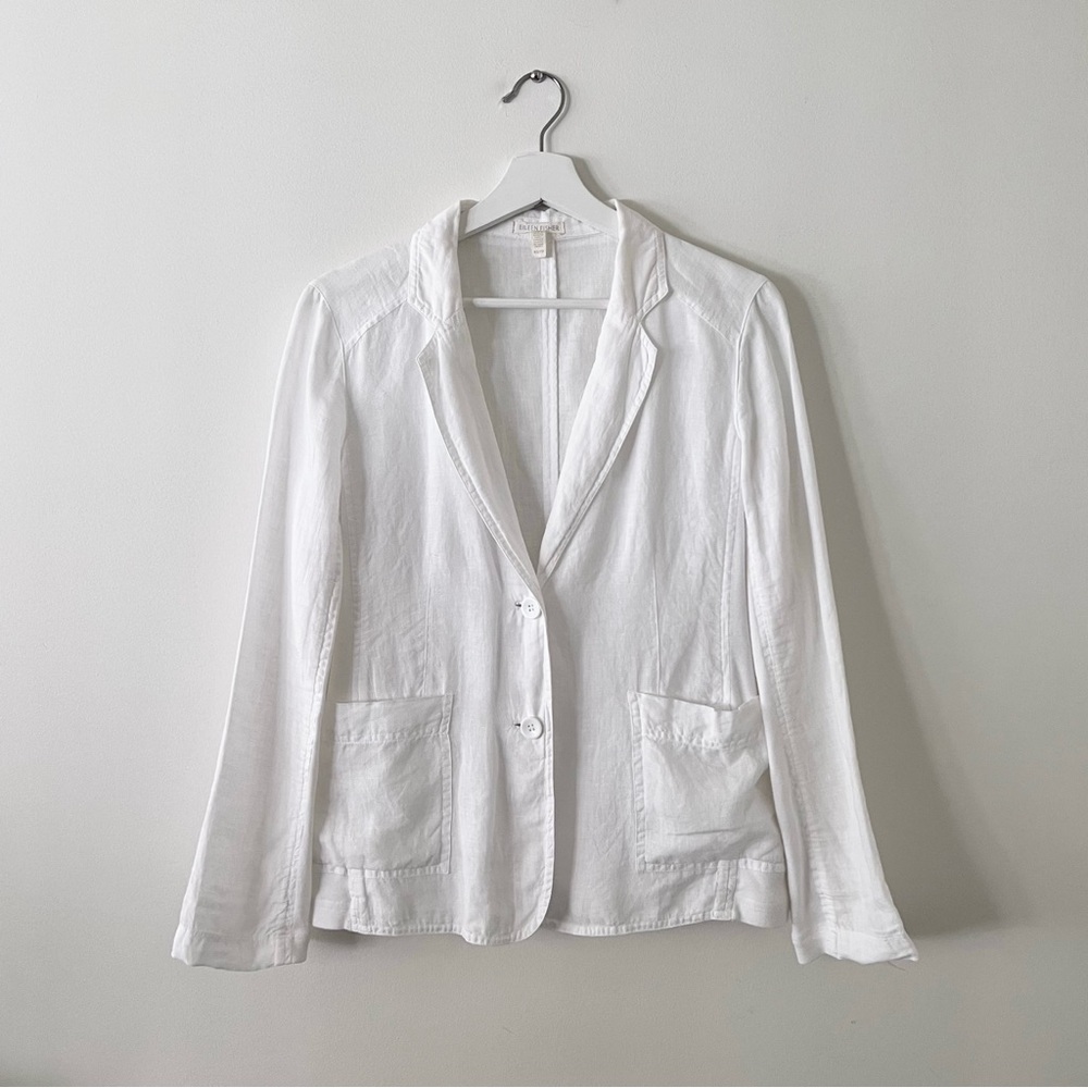 Eileen Fisher White Linen/Rib Blazer XS-S